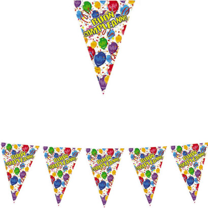 Festone di Bandierine Happy Birthday Colorate, 2.7 metri