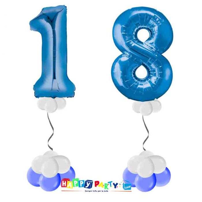 palloncini BASE da terra numeri 100cm 18 anni blu mylar