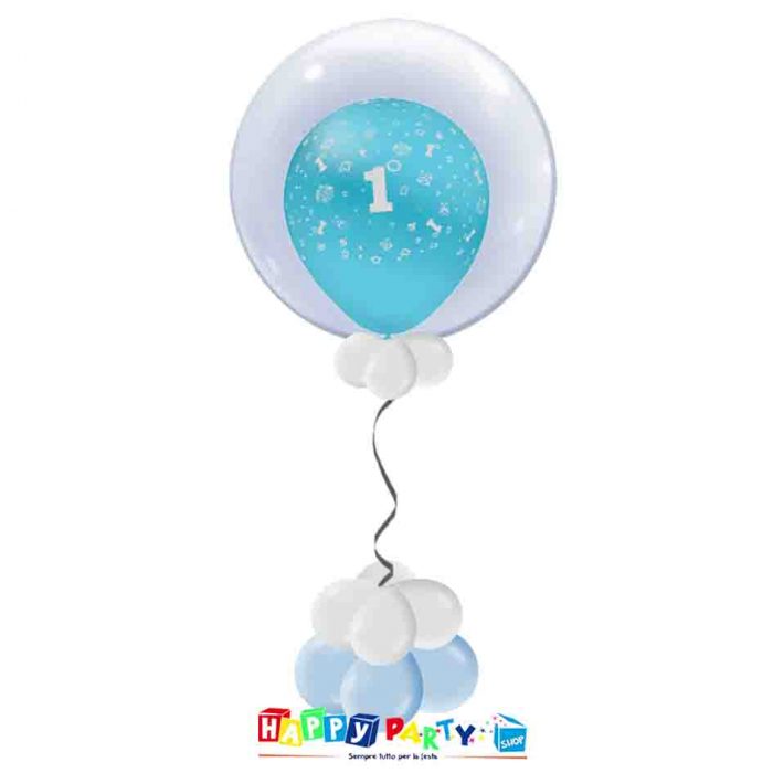 palloncini Bubble primo compleanno azzurro bimbo