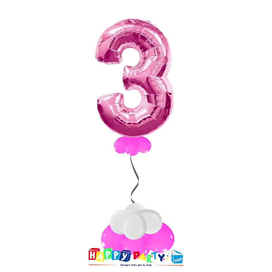 Celebrazione del 3° anniversario. Numero sotto forma di palloncini