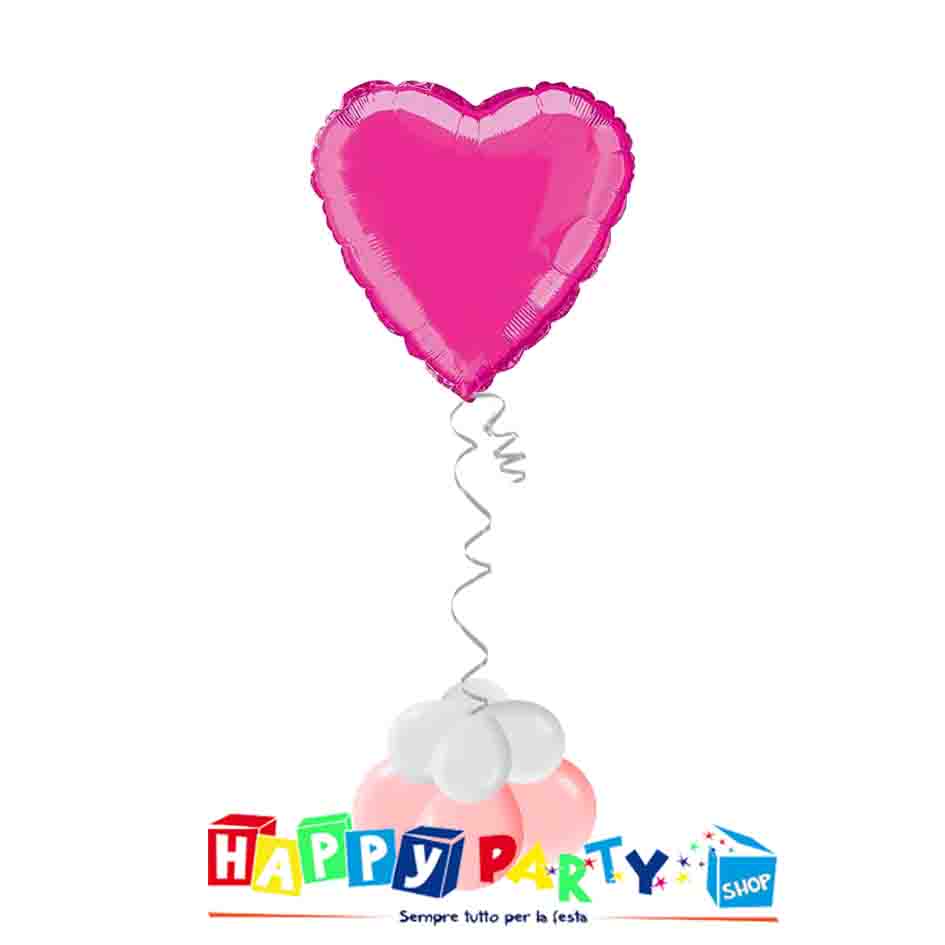 Composizione Palloncino Mylar Cuore Fuxia 45cm * Happy Party Shop *